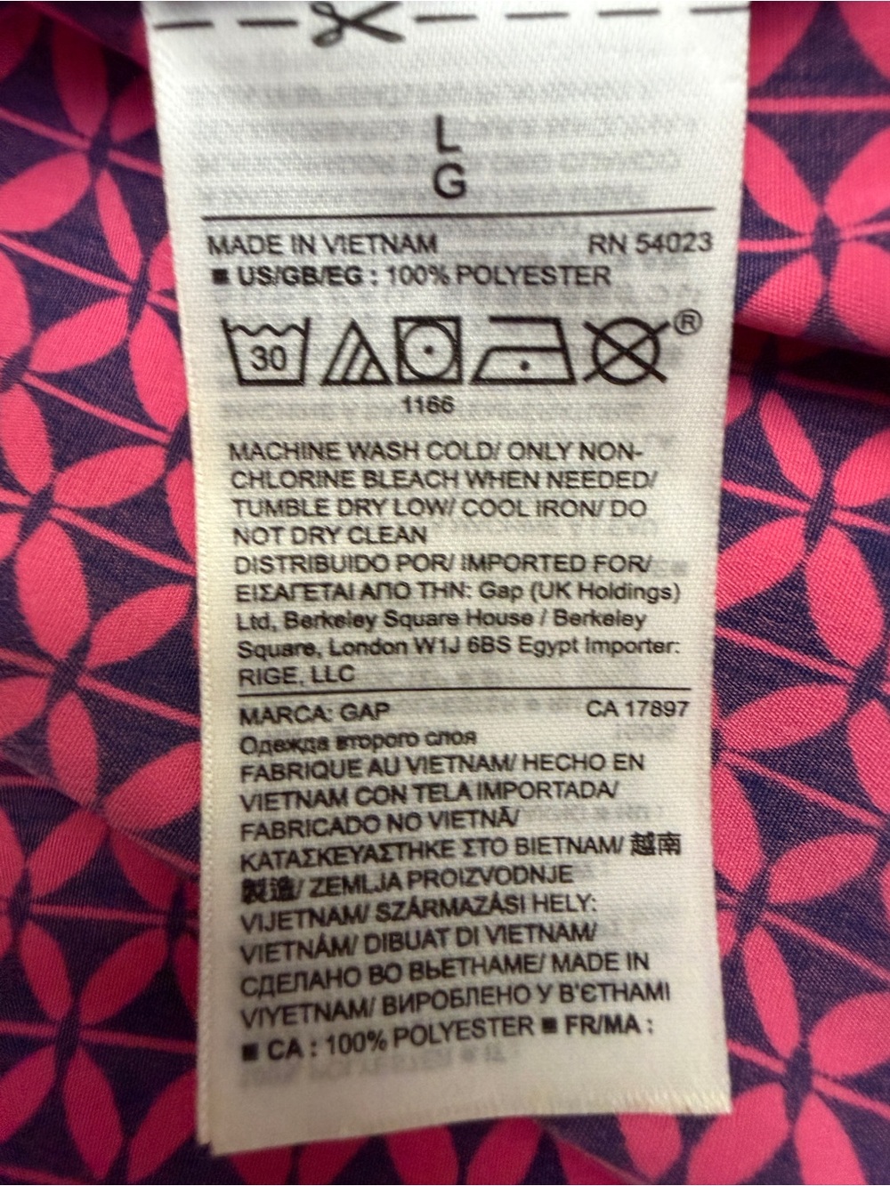 GAP sleeveless smock dress pink/navy pattern - size L - Picture 8 of 9